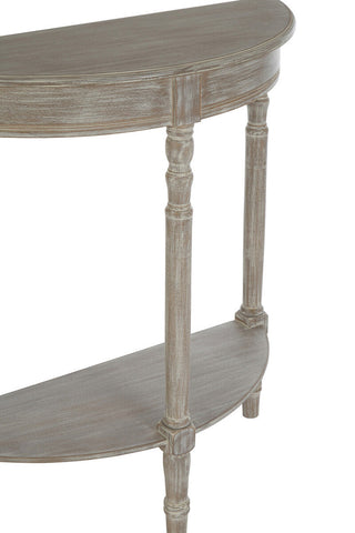 Heritage Half Moon Console Table with Pine Wood Grey Washed Finish