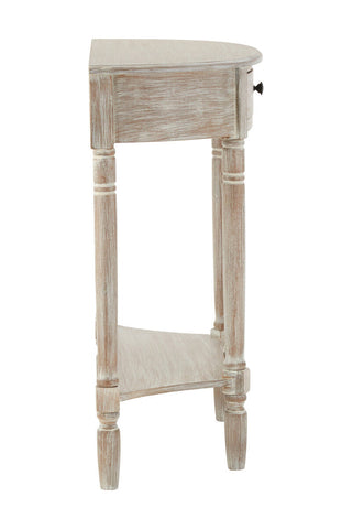 Heritage Washed Finish Pine Wood Half Moon Console Table with Drawer
