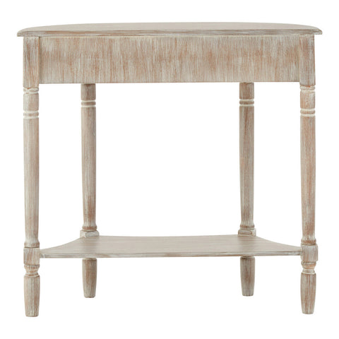 Heritage Washed Finish Pine Wood Half Moon Console Table with Drawer