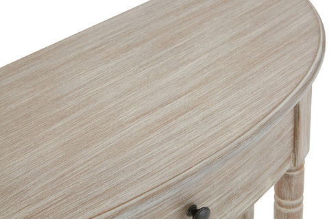 Heritage Washed Finish Pine Wood Half Moon Console Table with Drawer