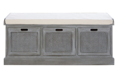 Heritage Grey Three Drawer Storage Bench with Cushion