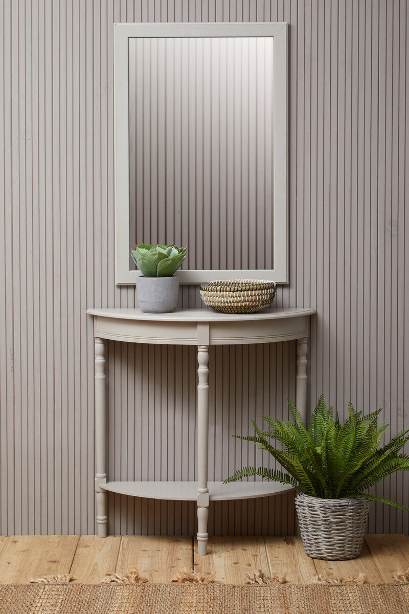 Heritage Putty Pine Wood Half Moon Console Table