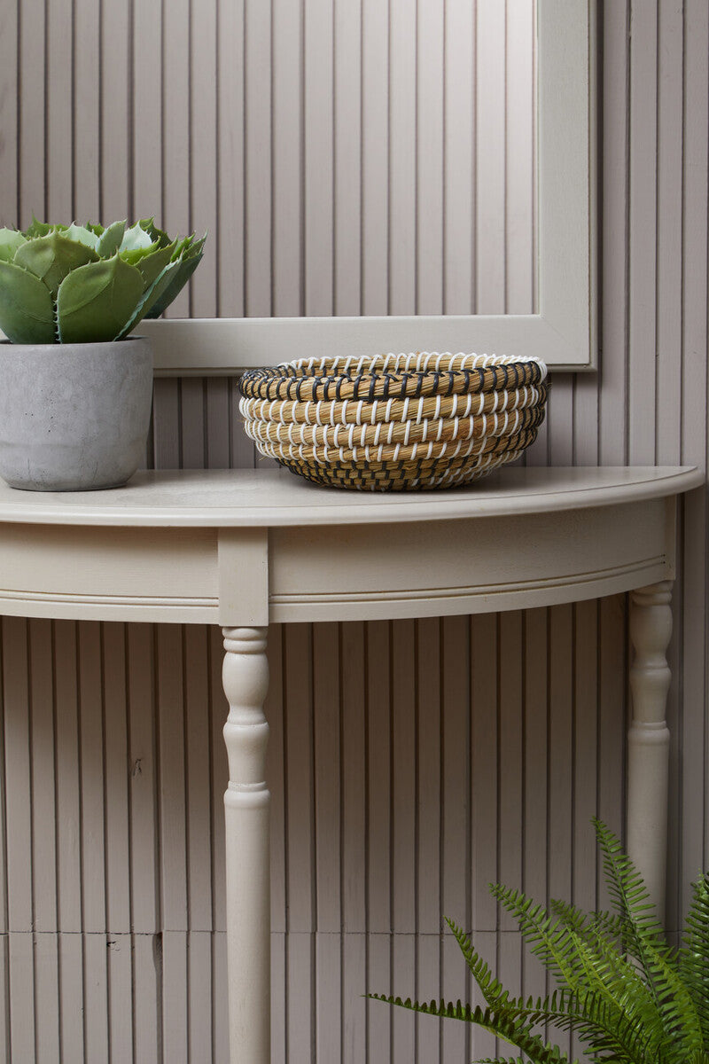 Heritage Putty Pine Wood Half Moon Console Table