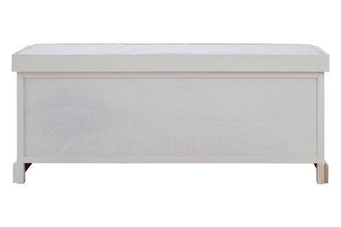 Heritage Antique White Three Drawer Storage Bench with Cushion
