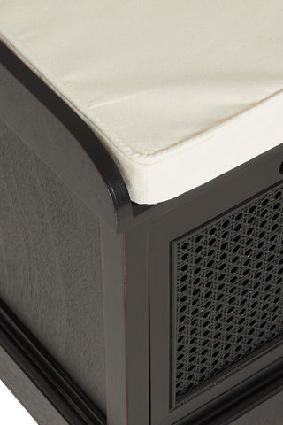 Heritage Black Three Drawer Storage Bench with Cushion