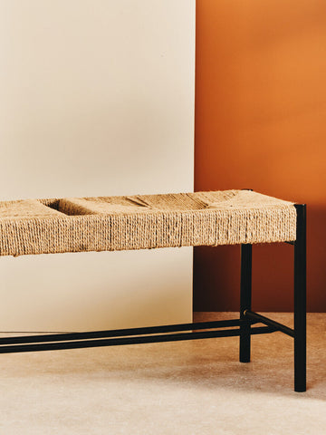 Bandar Natural Rope and Black Wood Large Bench