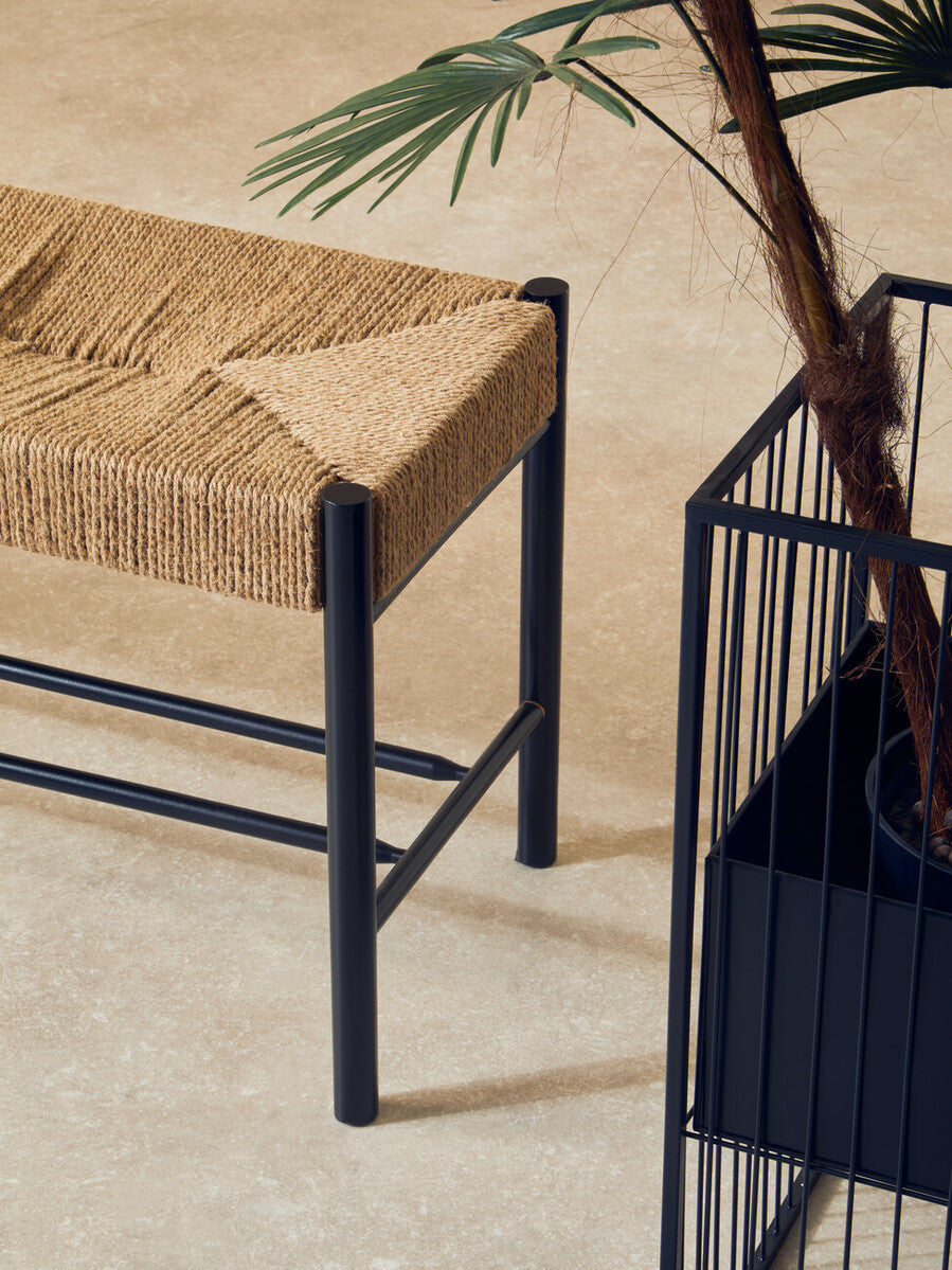 Bandar Natural Rope and Black Wood Large Bench