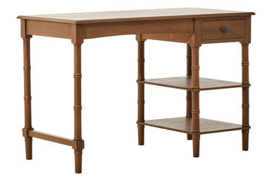 Brown Pine Wood Console Table with 1 Storage Drawer and 2 Shelves, Heritage