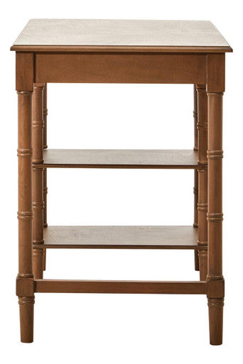 Brown Pine Wood Console Table with 1 Storage Drawer and 2 Shelves, Heritage