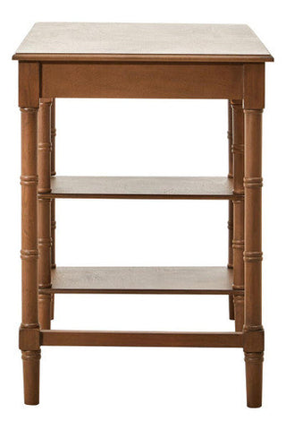 Brown Pine Wood Console Table with 1 Storage Drawer and 2 Shelves, Heritage