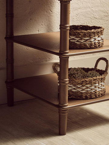 Brown Pine Wood Console Table with 1 Storage Drawer and 2 Shelves, Heritage