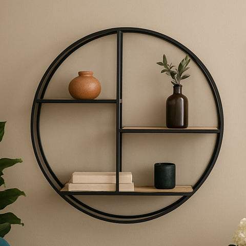 Mataram 3 Tier Round Metal Wall Shelf
