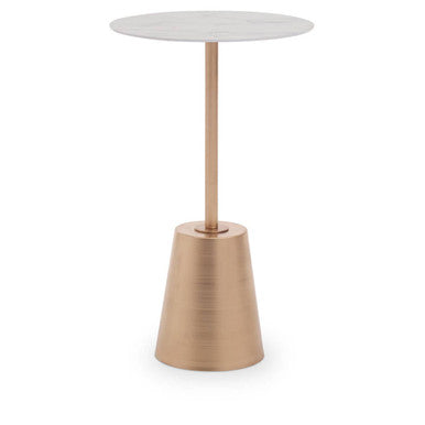 Avola White Marble Effect Top Gold Base Side Table