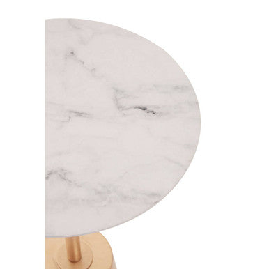 Avola White Marble Effect Top Gold Base Side Table