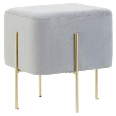 Hayes SquareÂ Grey Velvet Stool