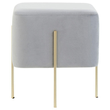 Hayes SquareÂ Grey Velvet Stool