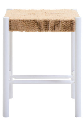Bandar Natural Rope and White Wood Stool