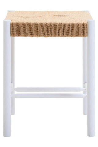 Bandar Natural Rope and White Wood Stool