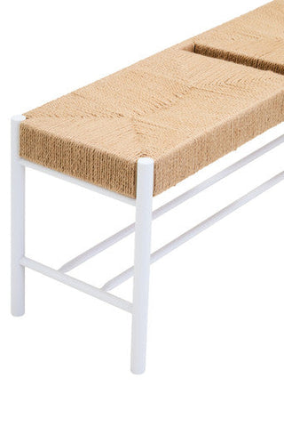 Bandar Large Natural Rope and White Wood Bench