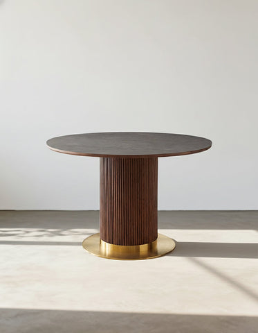 Bek Round Dining Table, Brown