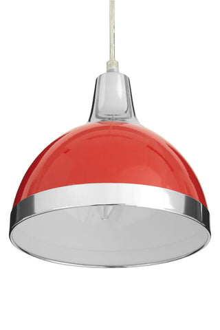 Jasper Red Shade And Chrome Pendant Light