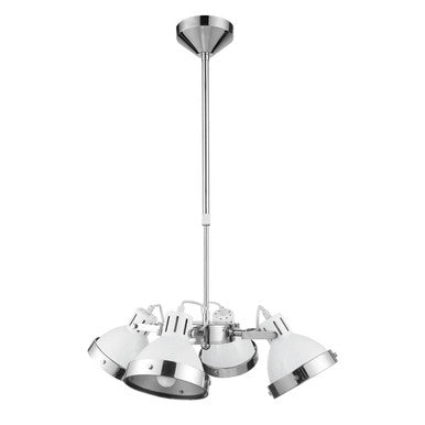 Jasper White Shade and Chrome 4 Light Pendant Light