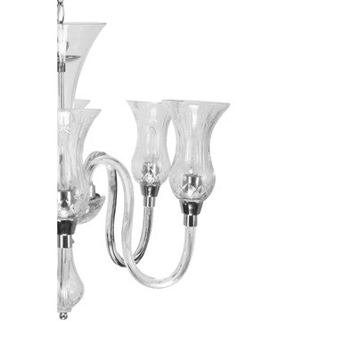 Abelia Glass And Chrome 6 Arm Chandelier