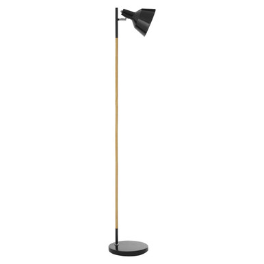 Bryant Black Metal and Wood Floor Lamp