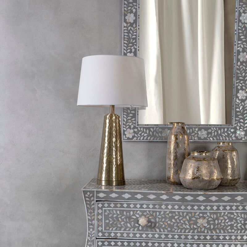 Spiridon Antique Brass Finish Table Lamp With Cream Shade