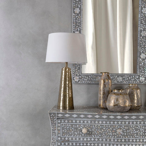 Spiridon Antique Brass Finish Table Lamp With Cream Shade