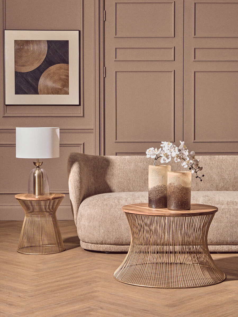 Sellis Clear Glass And Brass Finish Metal Table Lamp