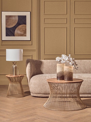 Sellis Clear Glass And Brass Finish Metal Table Lamp