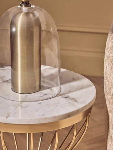 Sellis Clear Glass And Brass Finish Metal Table Lamp