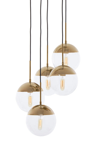 Revive Gold Finish Five Pendant Lights