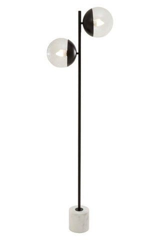 Revive Two Light Black Floor Lamp With Marble Base