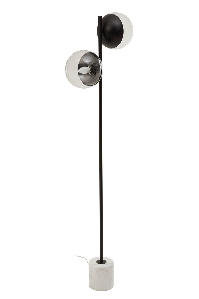 Revive Two Light Black Floor Lamp With Marble Base