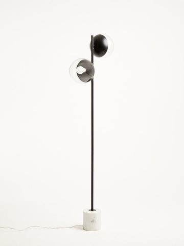 Revive Two Light Black Floor Lamp With Marble Base