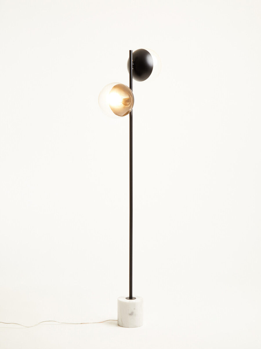 Revive Two Light Black Floor Lamp With Marble Base