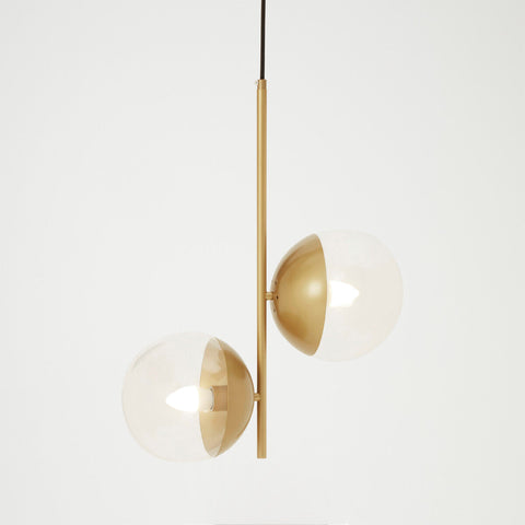 Revive Gold Finish Pendant Light With Two Glass Shades