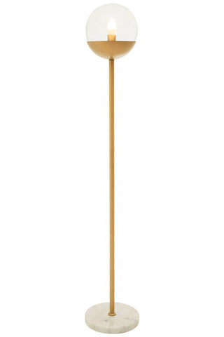 Revive Gold Finish Metal Floor Lamp with White Marble Base