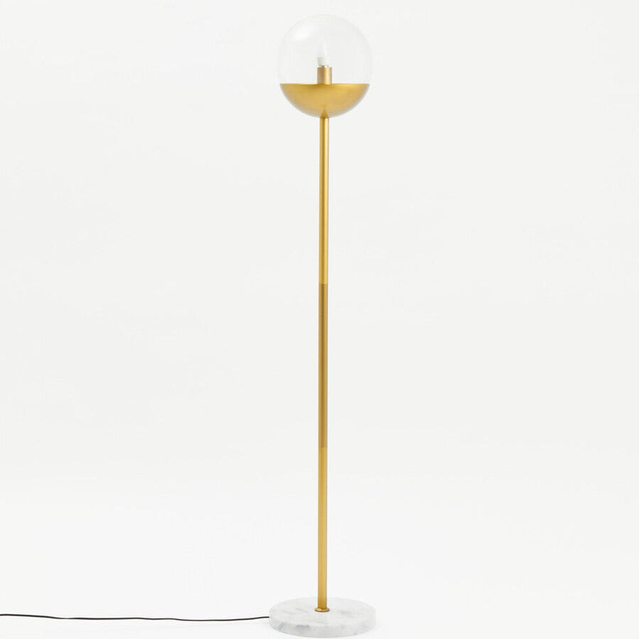 Revive Gold Finish Metal Floor Lamp with White Marble Base