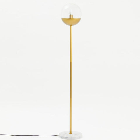 Revive Gold Finish Metal Floor Lamp with White Marble Base