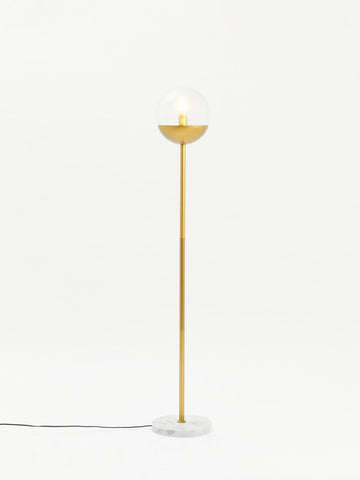 Revive Gold Finish Metal Floor Lamp with White Marble Base