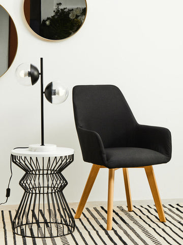 Revive Two Light Black Metal and Marble Table Lamp
