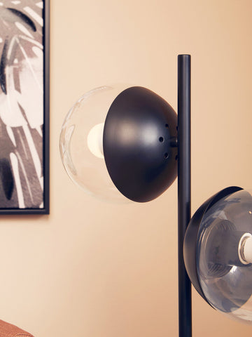 Revive Two Light Black Metal and Marble Table Lamp