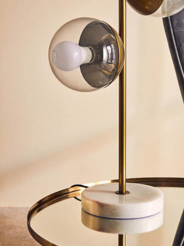 Revive Two Light Gold Finish Table Lamp With White Marble Base