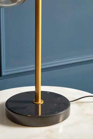 Revive Two Light Gold and Black Marble Table Lamp