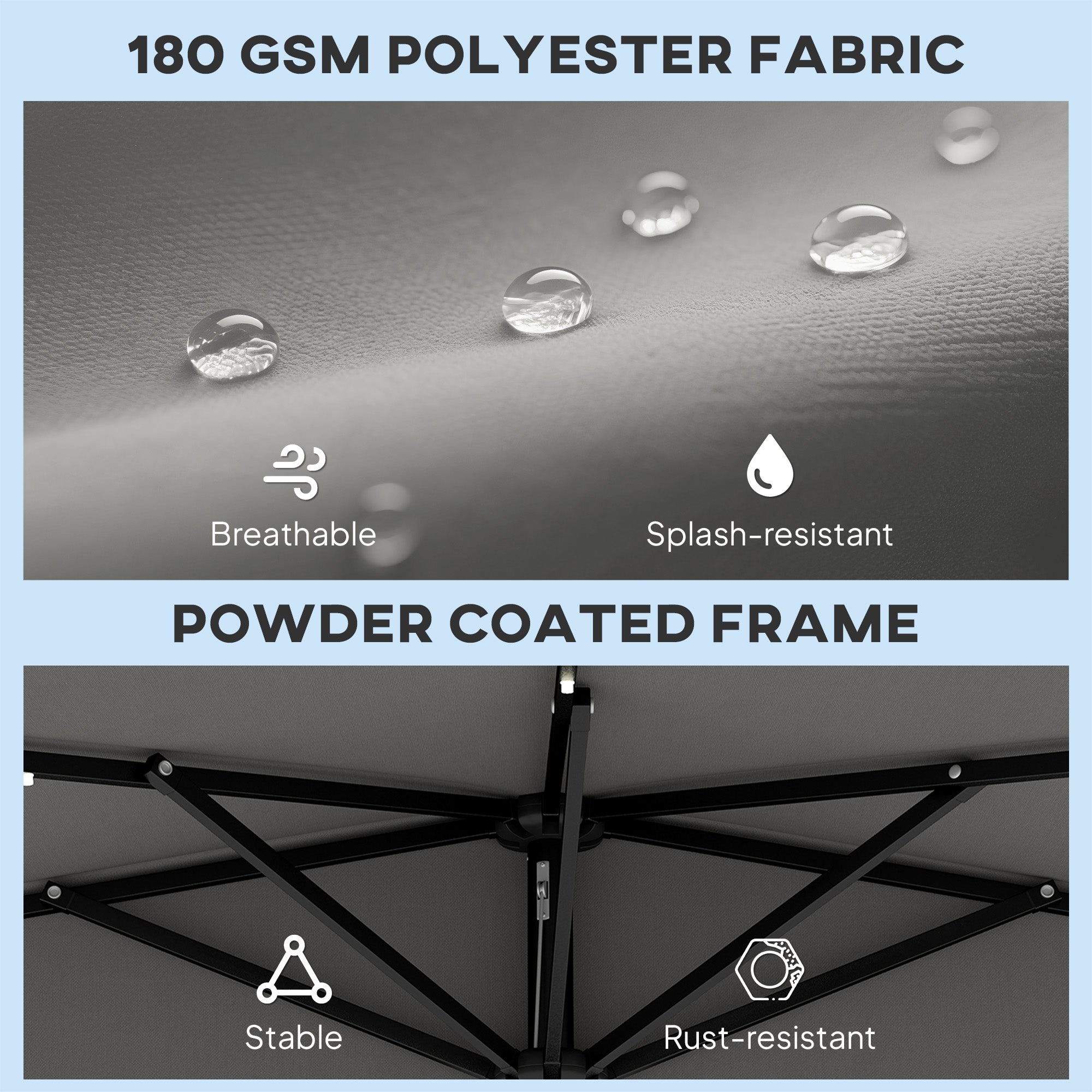Outsunny 2.6 m Half Garden Parasol with Solar LED Lights, UPF50+ Semi Round Umbrella with 30° Tilt, Crank Handle, Dark Grey