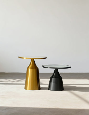 Modern Coffee Table Set, Gold & Black