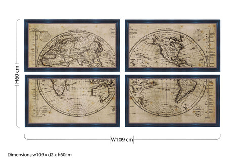 Set of 4 World Framed Wall Arts